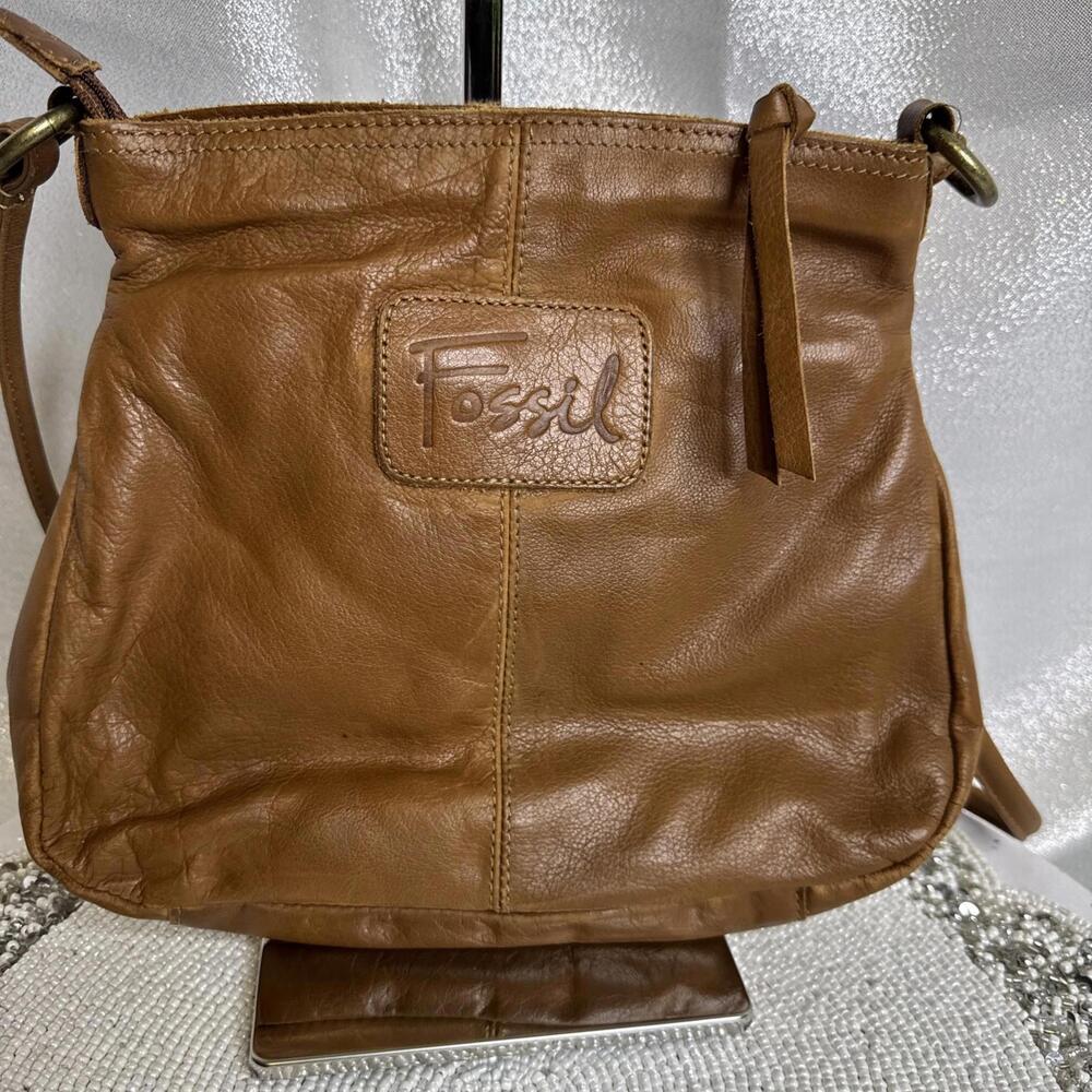Vintage Fossil Brown Leather Crossbody Bag Purse